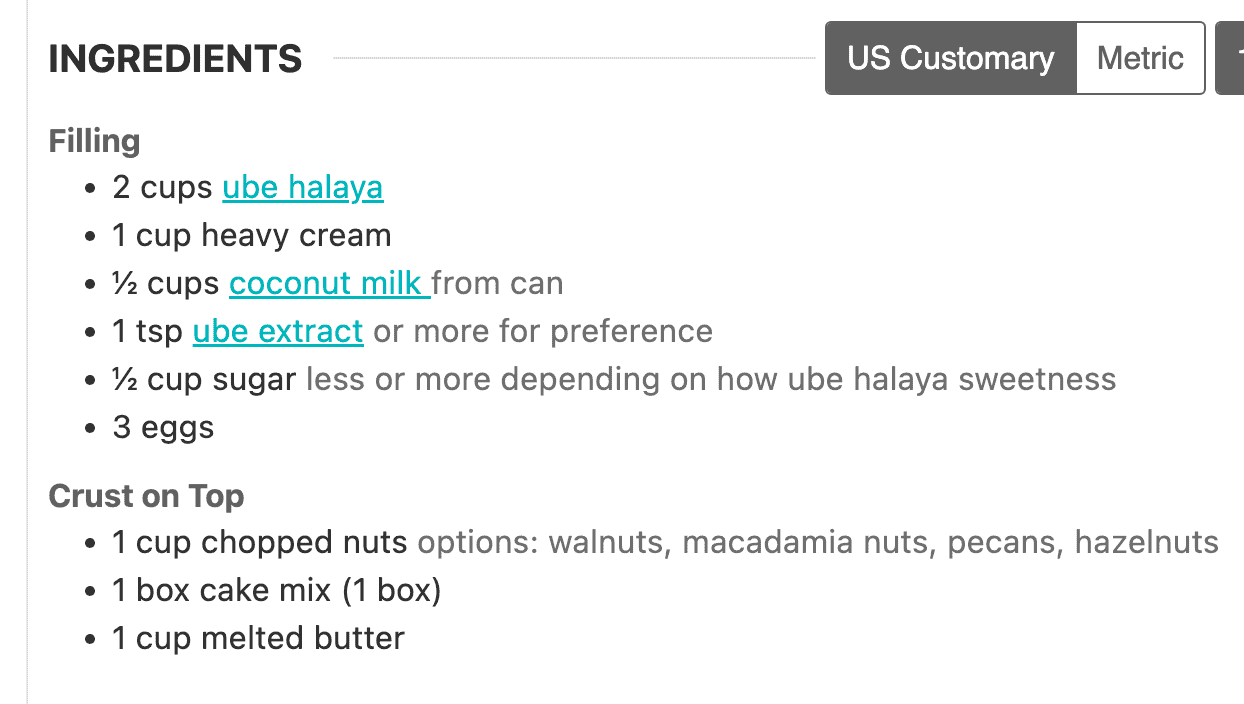 US Measurements Recipe Card